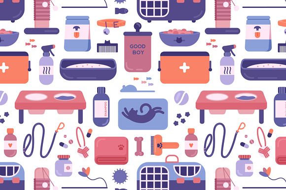 Pet care set and seamless in Illustrations - product preview 8