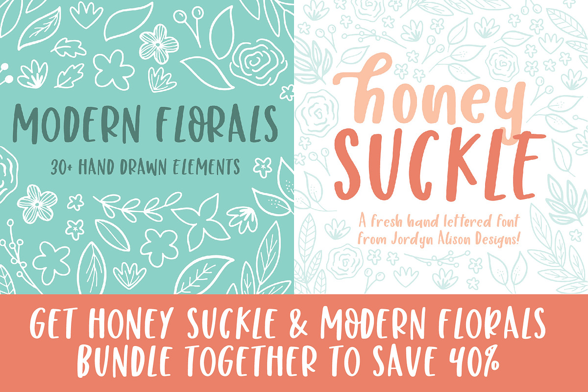 Honey Suckle & Modern Florals Bundle in Sans-Serif Fonts - product preview 8