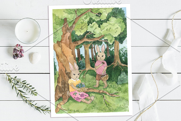 Happy Easter - Watercolor Set in Illustrations - product preview 3