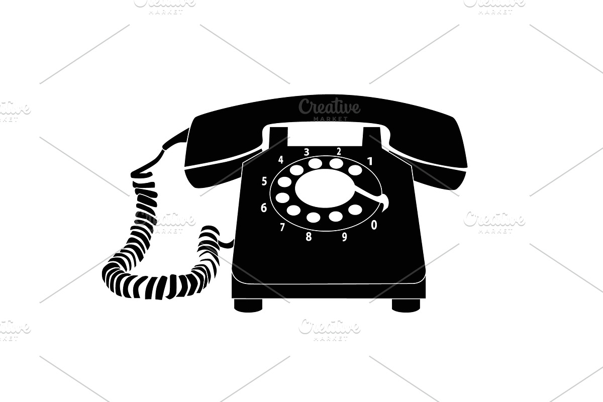 Retro phone black and white  in Graphics - product preview 8