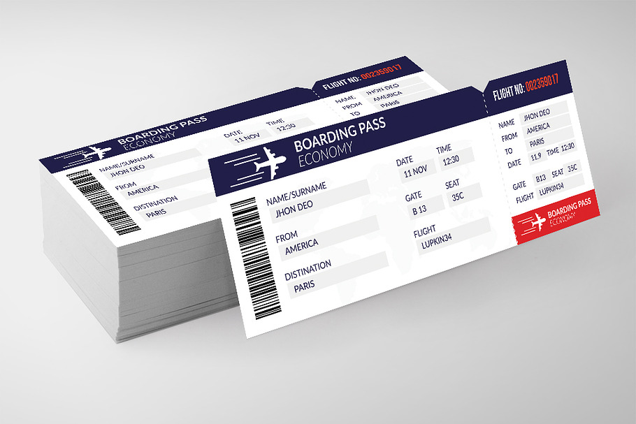 Boarding Pass Ticket Psd Templates in Card Templates - product preview 8