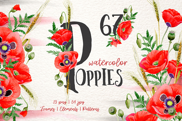 Magic Poppies red Watercolor png