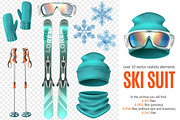 Ski Suit Realistic Set