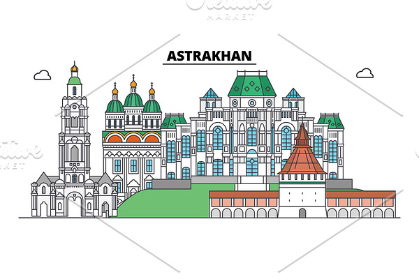 Russia, Astrakhan. City skyline