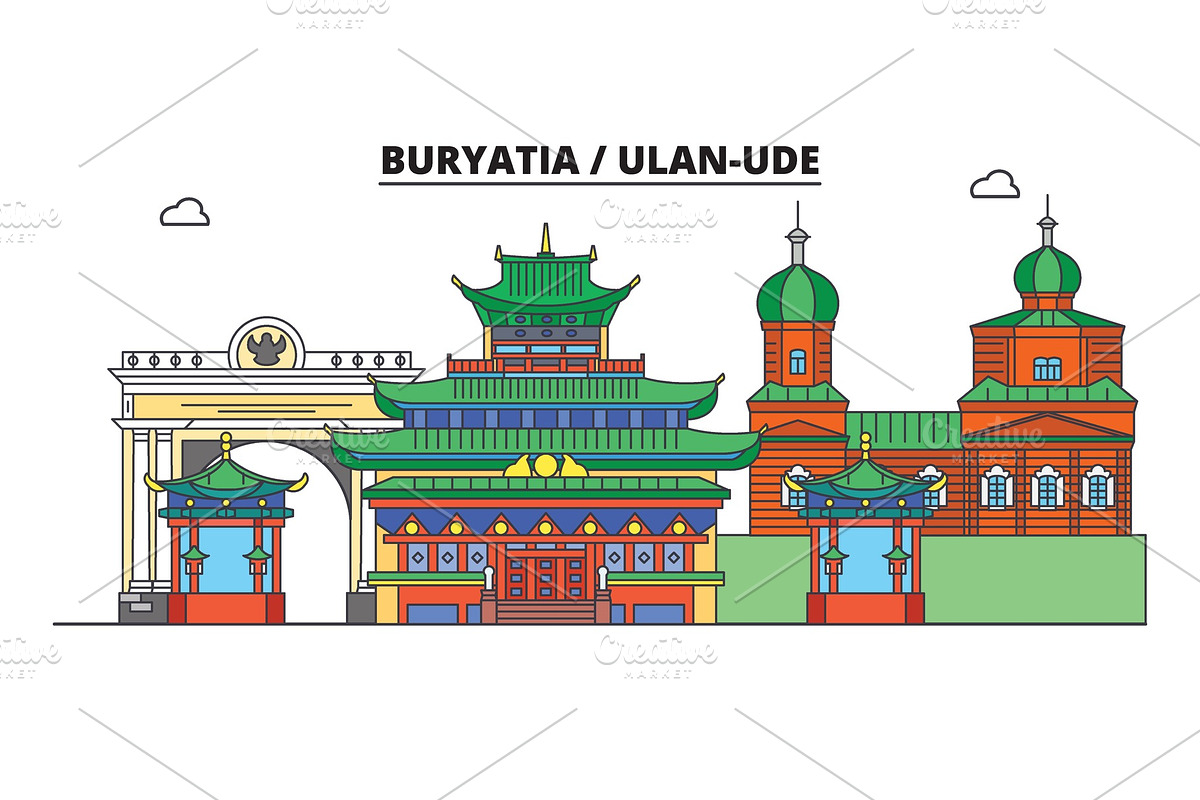 Russia, Buryatia, Ulan-Ude. City in Illustrations - product preview 8