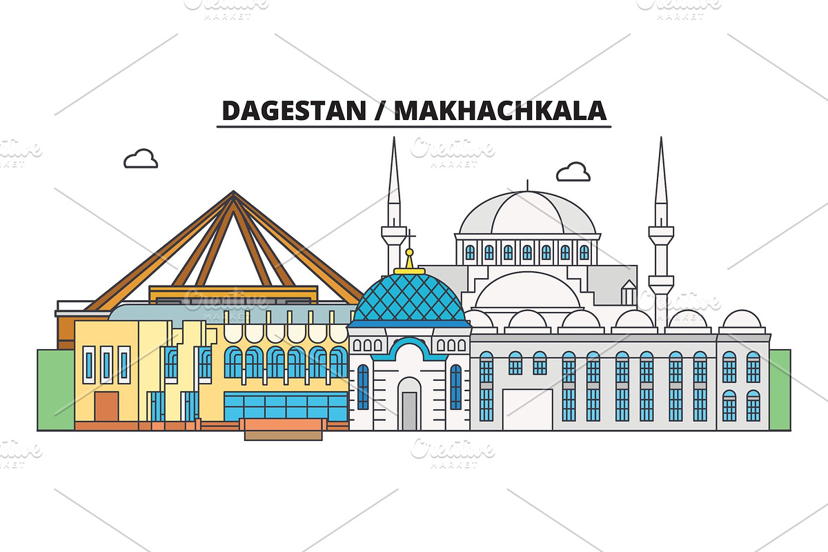 Russia, Dagestan, Makhachkala. City in Illustrations - product preview 8