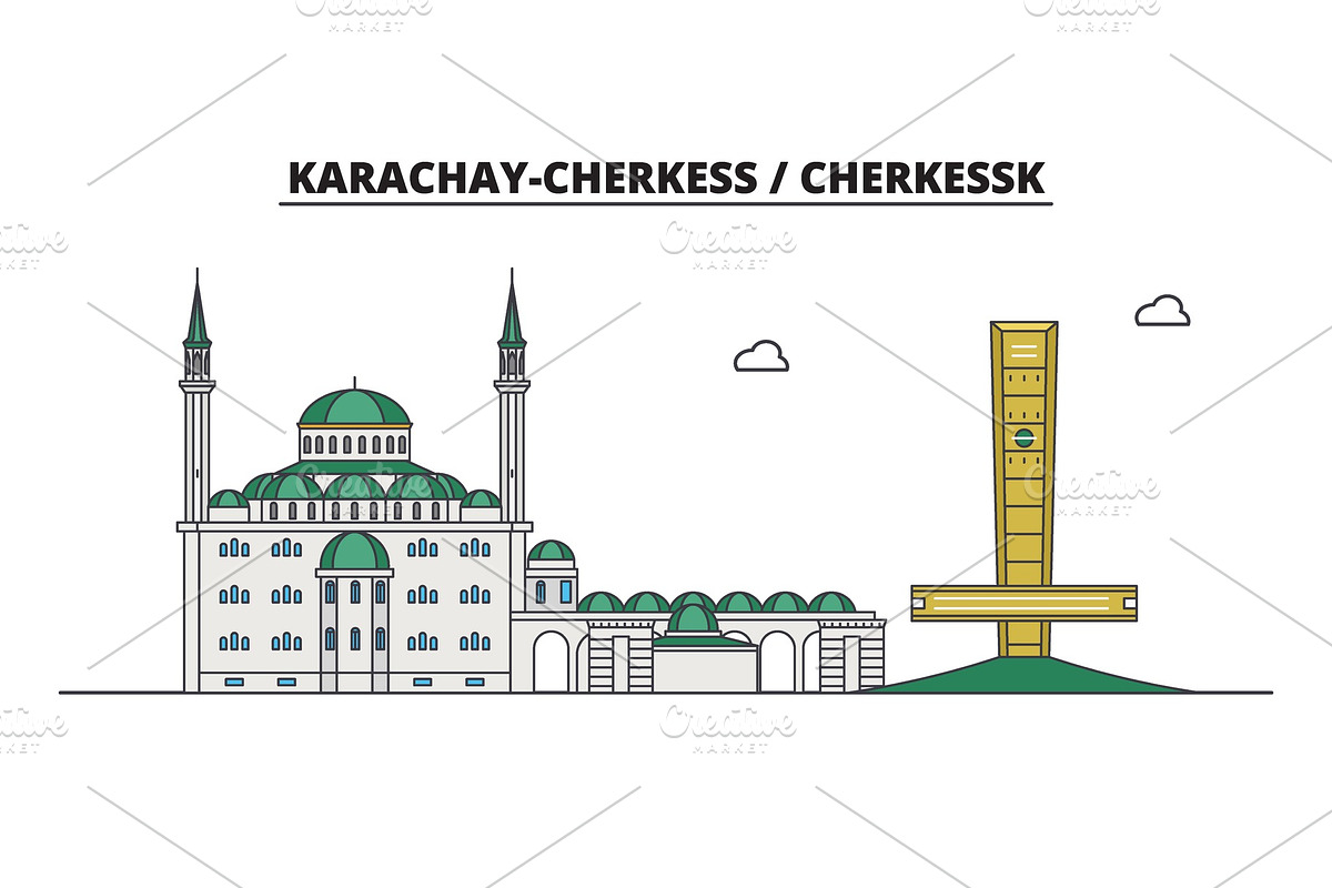 Russia, Cherkessk. City skyline in Illustrations - product preview 8