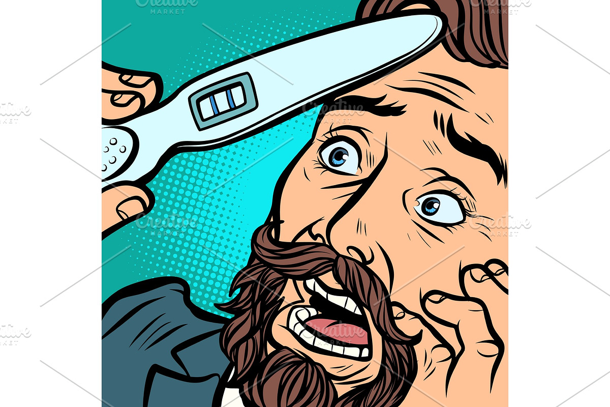 pregnancy test. scared bearded in Objects - product preview 8