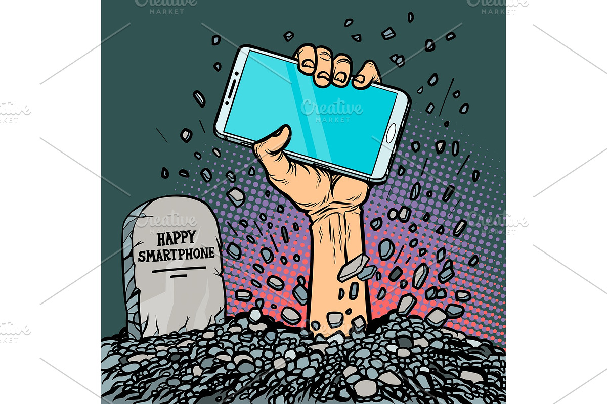 happy smartphone. zombie hand from in Illustrations - product preview 8