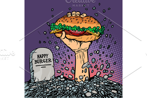 happy Burger. fast food zombie in