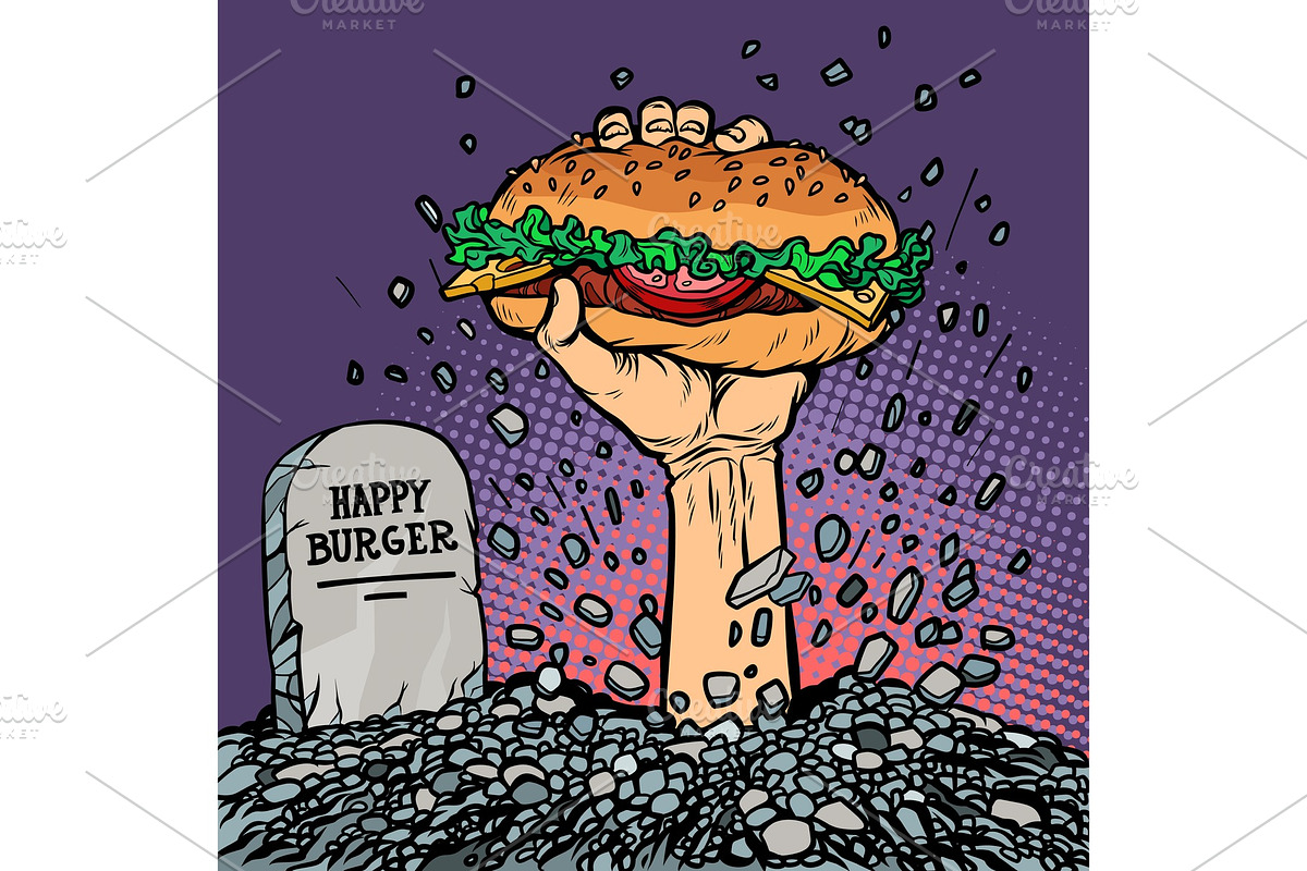 happy Burger. fast food zombie in in Illustrations - product preview 8