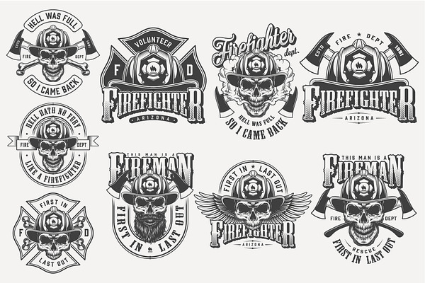 Vintage Firefighter Designs Set