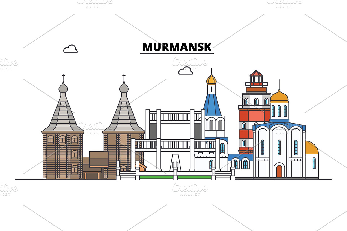 Russia, Murmansk. City skyline in Illustrations - product preview 8