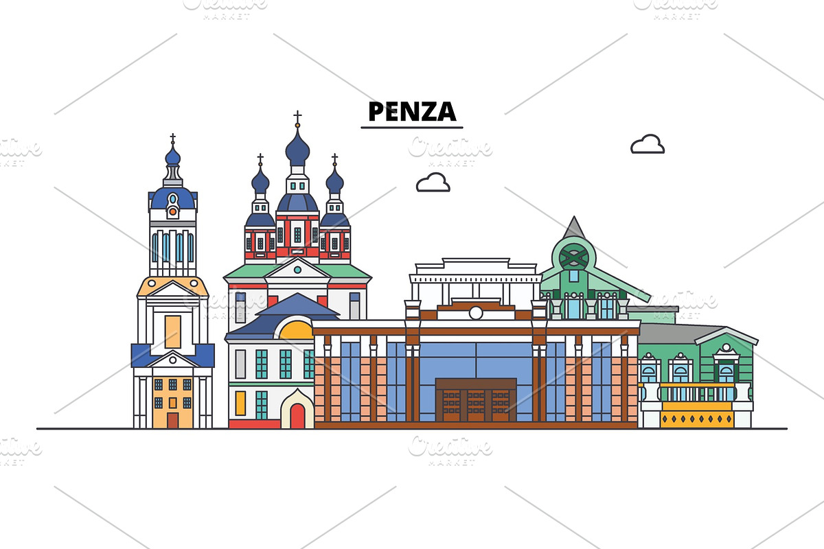 Russia, Penza. City skyline in Illustrations - product preview 8