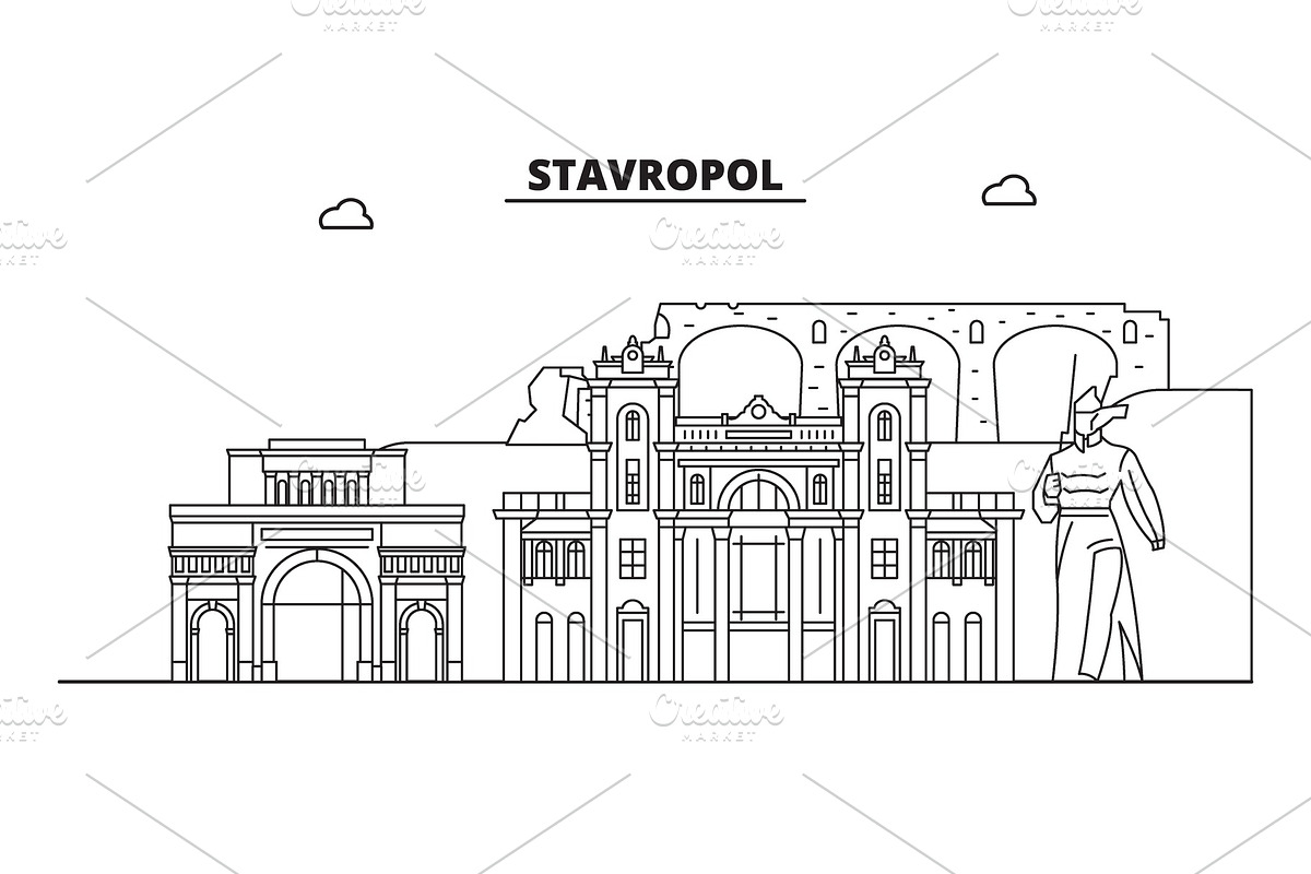 Russia, Stavropol. City skyline in Illustrations - product preview 8