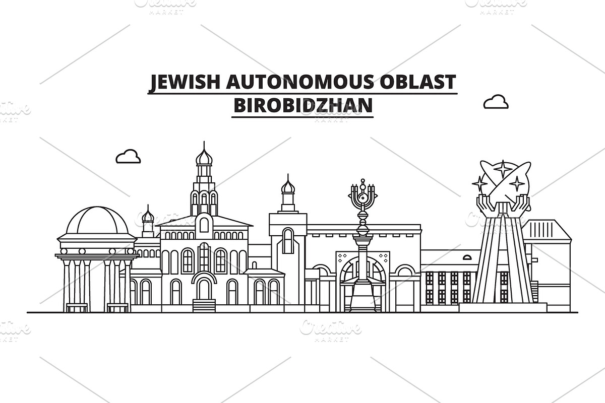 Russia, Birobidzhan . City skyline in Illustrations - product preview 8