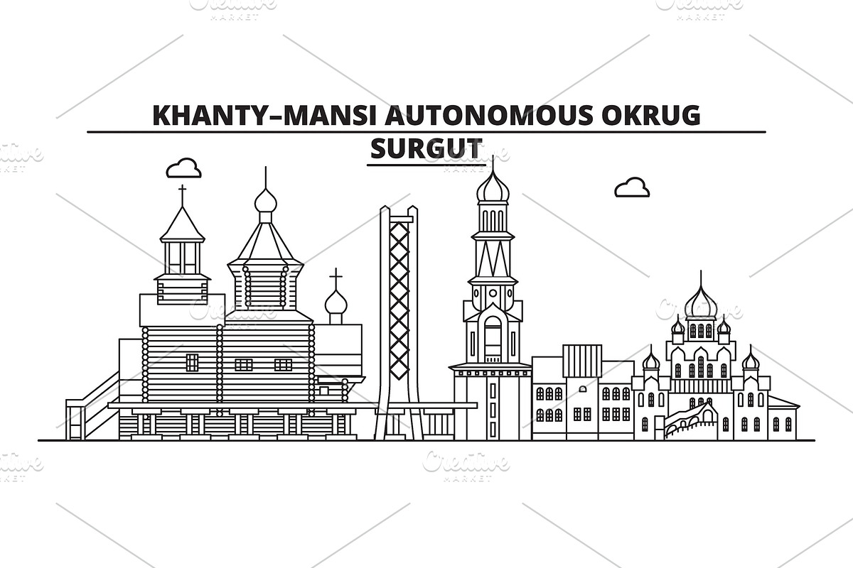 Russia, Surgut . City skyline in Illustrations - product preview 8