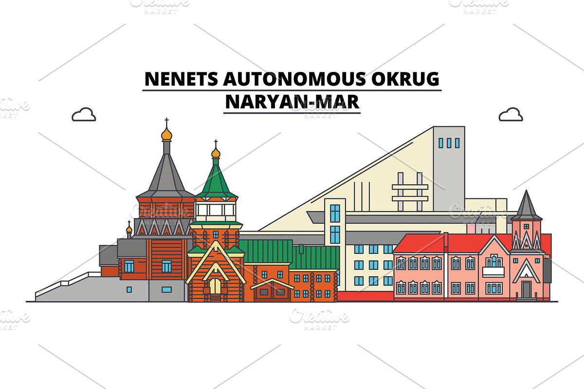 Russia, Naryan-Mar . City skyline in Illustrations - product preview 8