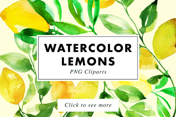 Watercolor Lemon Painting Bundle