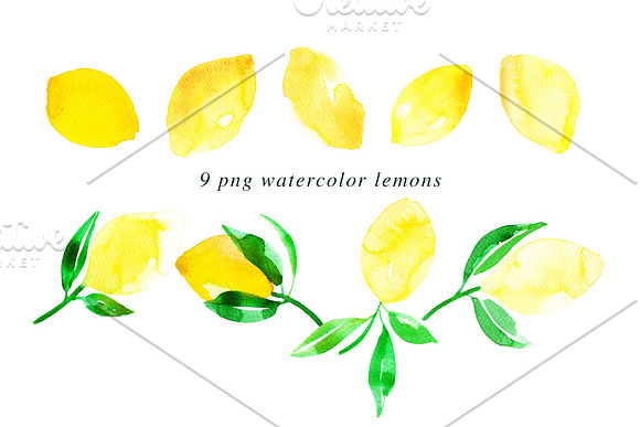 Watercolor Lemon Painting Bundle in Illustrations - product preview 1