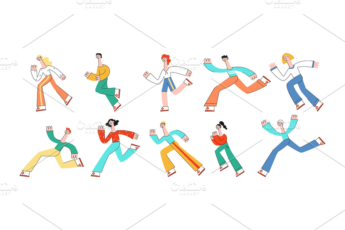Running people vector illustration in Illustrations - product preview 8