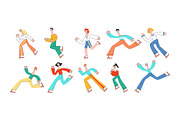 Running people vector illustration