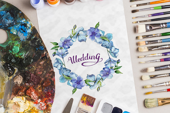 Flax Blue Watercolor png  in Illustrations - product preview 1