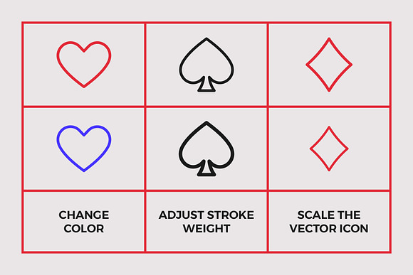 8 Playing Card Poker Symbols Set in Heart Icons - product preview 1