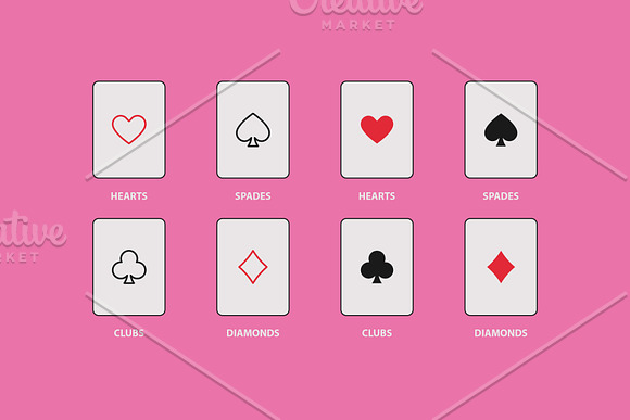 8 Playing Card Poker Symbols Set in Heart Icons - product preview 3