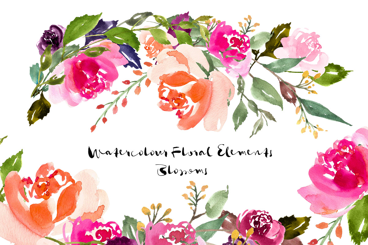 Watercolour Floral Elements Blossoms in Illustrations - product preview 8