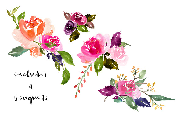 Watercolour Floral Elements Blossoms in Illustrations - product preview 2