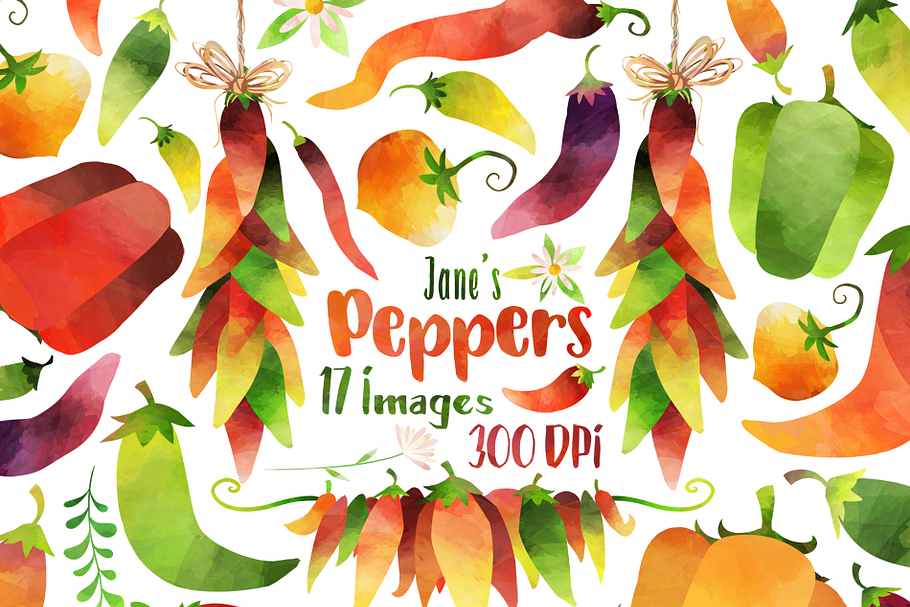 Watercolor Peppers Clipart