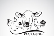 Vector group of animal farm label.