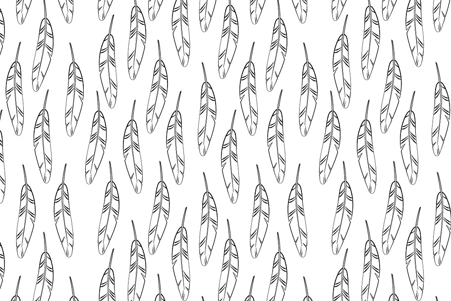 Black and white feathers pattern in Patterns - product preview 8