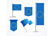 Europe Flag Banner Set. Vector