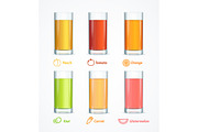 Different Juice Glass Set. Vector
