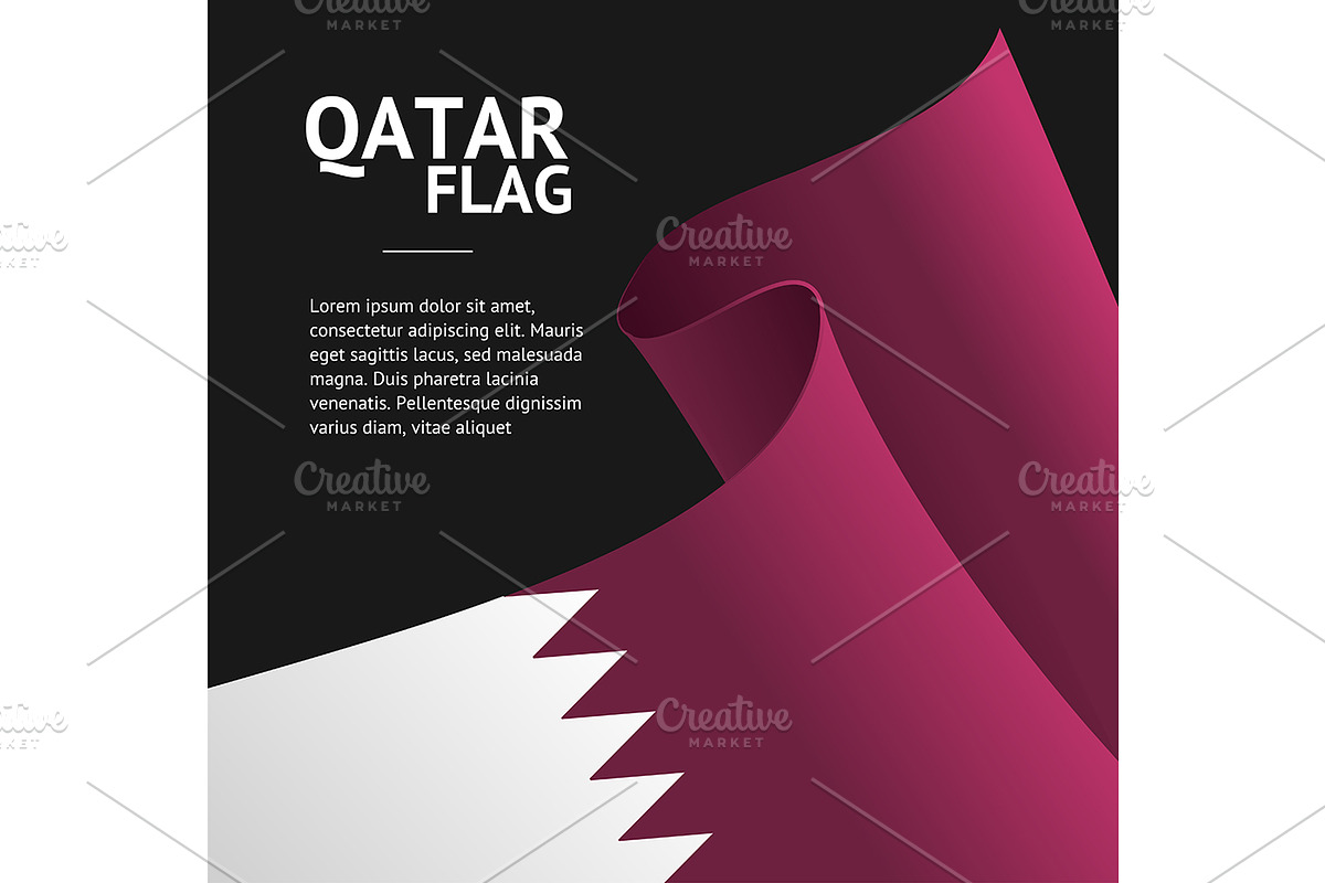 Qatar Flag Banner Background in Illustrations - product preview 8