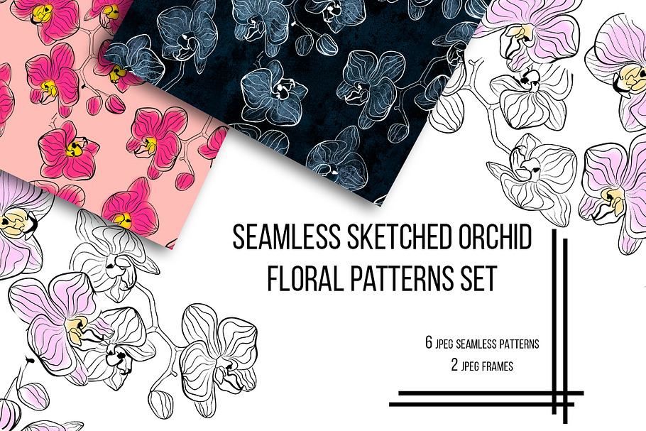 SALE Seamless Sketched Orchids in Patterns - product preview 8