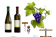Wine icons collection flat