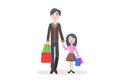 Family Shopping Cartoon Flat Vector