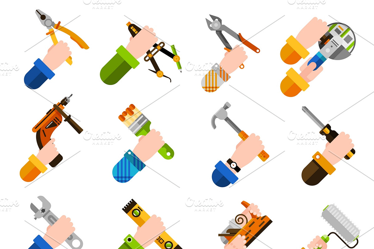 DIY hands holding tools in Icons - product preview 8