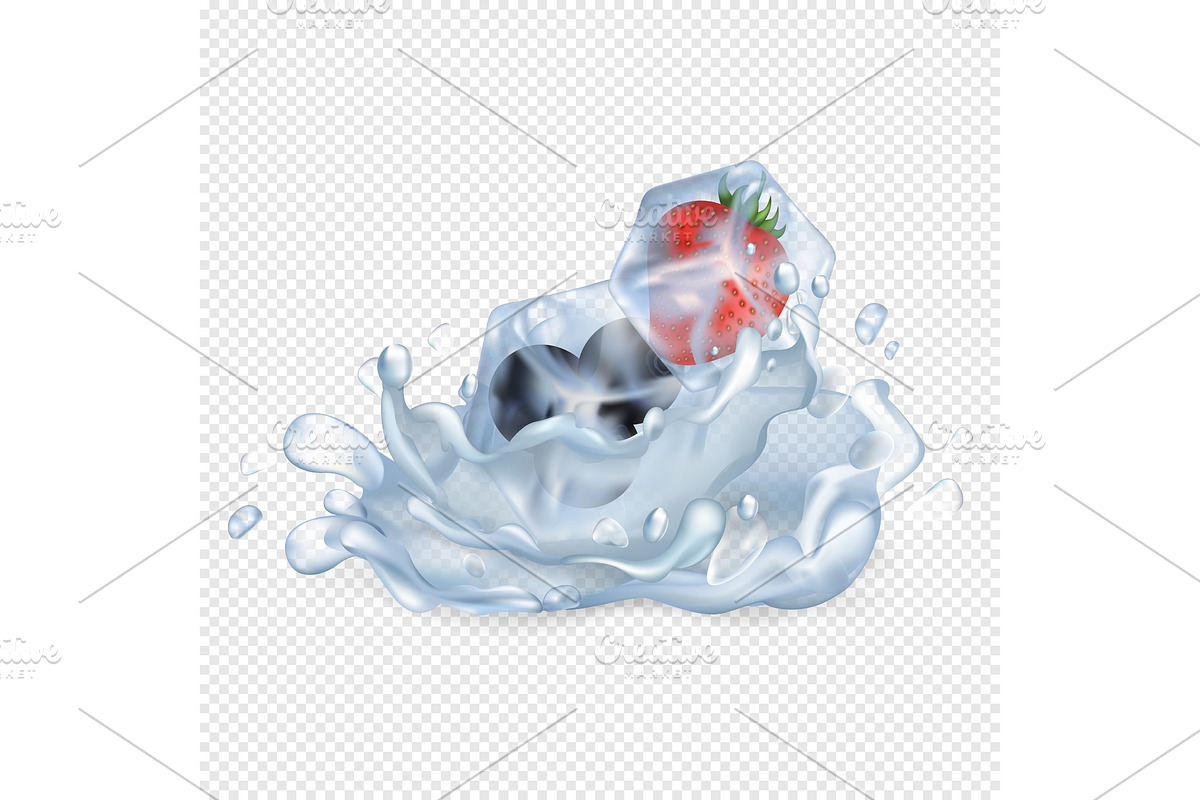Frozen Strawberry and Blueberry Drop in Illustrations - product preview 8