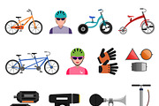 Bicycle sport icons flat set