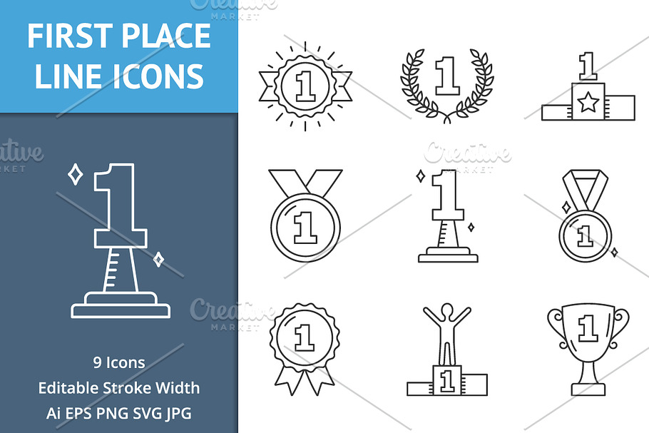 First Place Line Icons in Icons - product preview 8