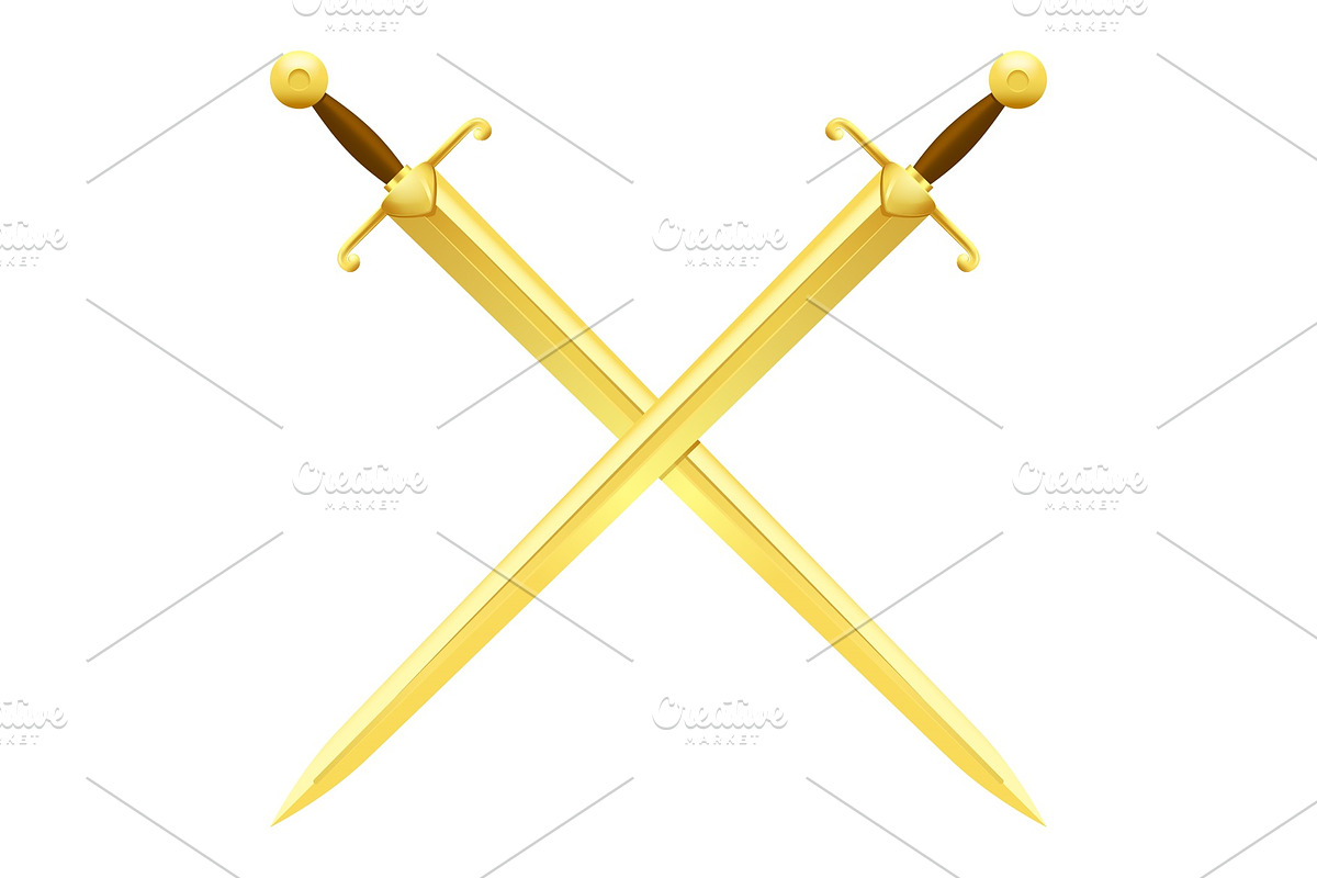 Two Crossed Swords of Gold on White in Illustrations - product preview 8