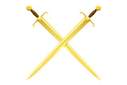 Two Crossed Swords of Gold on White