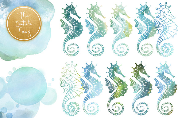 Seahorse Clipart Set in Illustrations - product preview 2