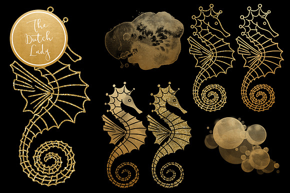 Seahorse Clipart Set in Illustrations - product preview 3
