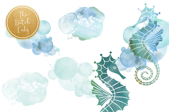 Seahorse Clipart Set in Illustrations - product preview 4