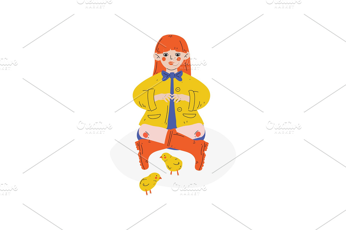 Beautiful Girl Sitting on the Floor in Illustrations - product preview 8
